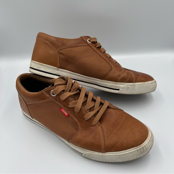 Chrome Men's Brown Leather & Mesh Lace Up Low Top Casual Sneakers 9.5 Skater - Picture 6 of 16